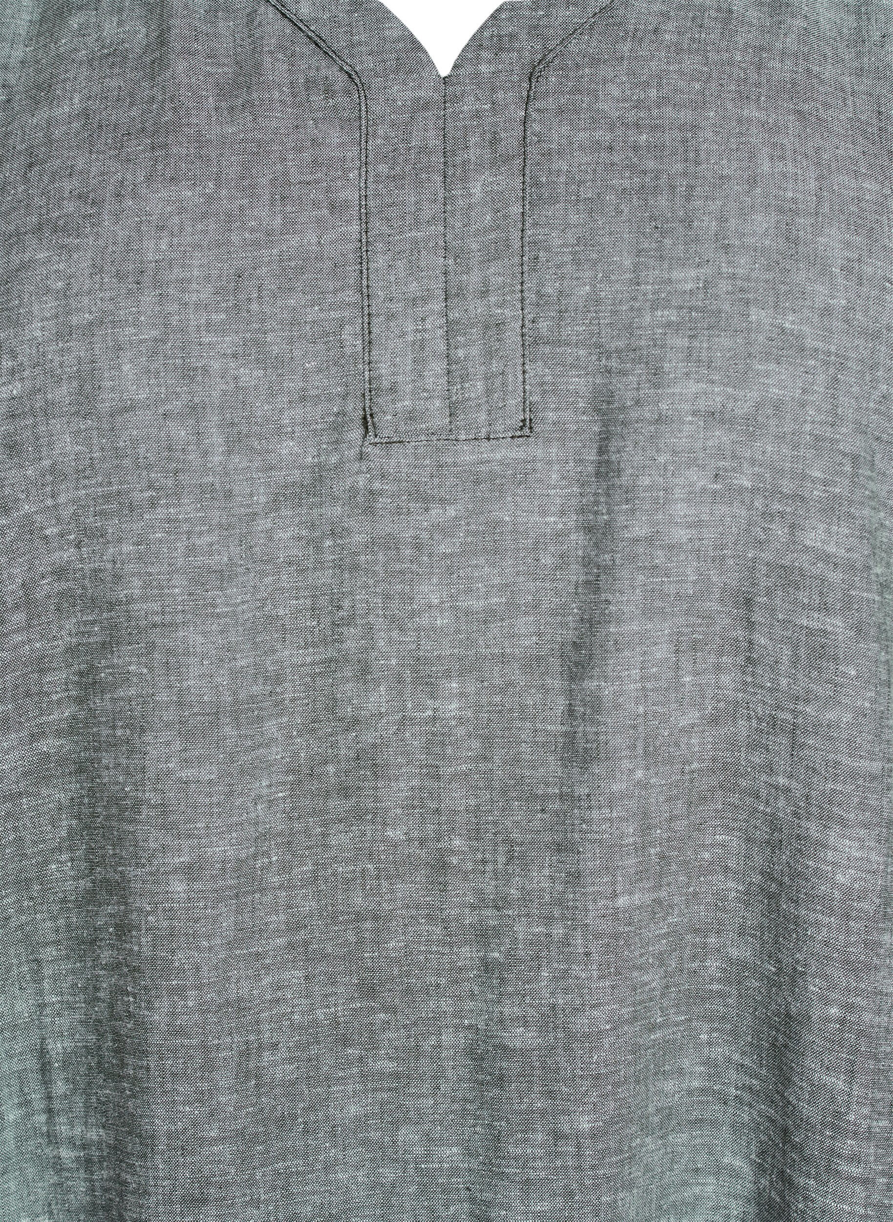 ZizziMidi-jurk van linnen en viscose met korte mouwen, Groen, Packshot image number 2