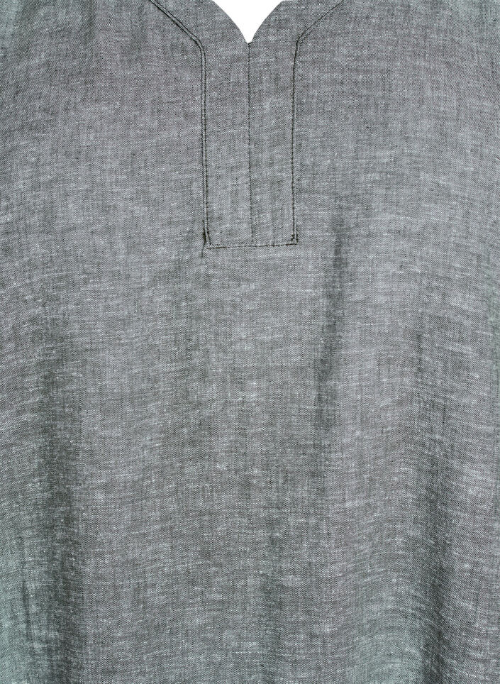 Midi-jurk van linnen en viscose met korte mouwen, Groen, Packshot image number 2