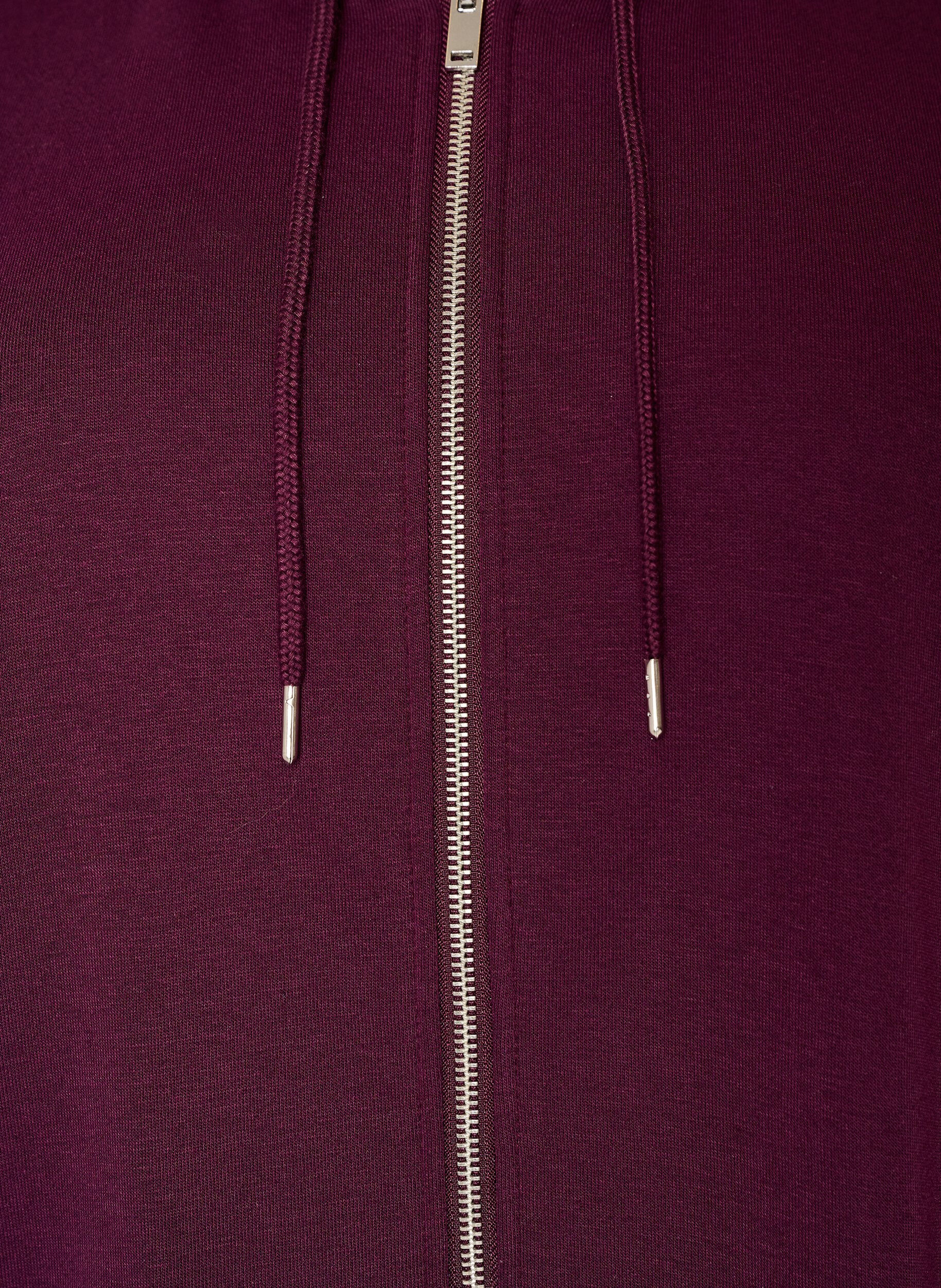 ZizziLange hoodie met ritssluiting en zakken, Paars, Packshot image number 2