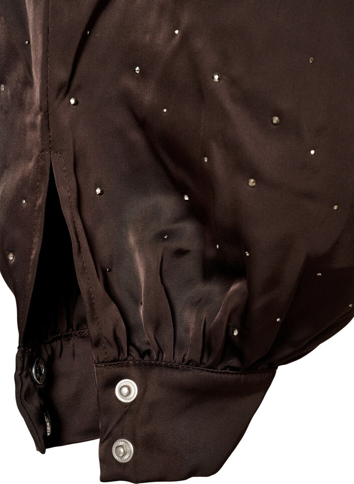 Satijnen ballonbroek met strassteentjes, Bruin, Packshot image number 3