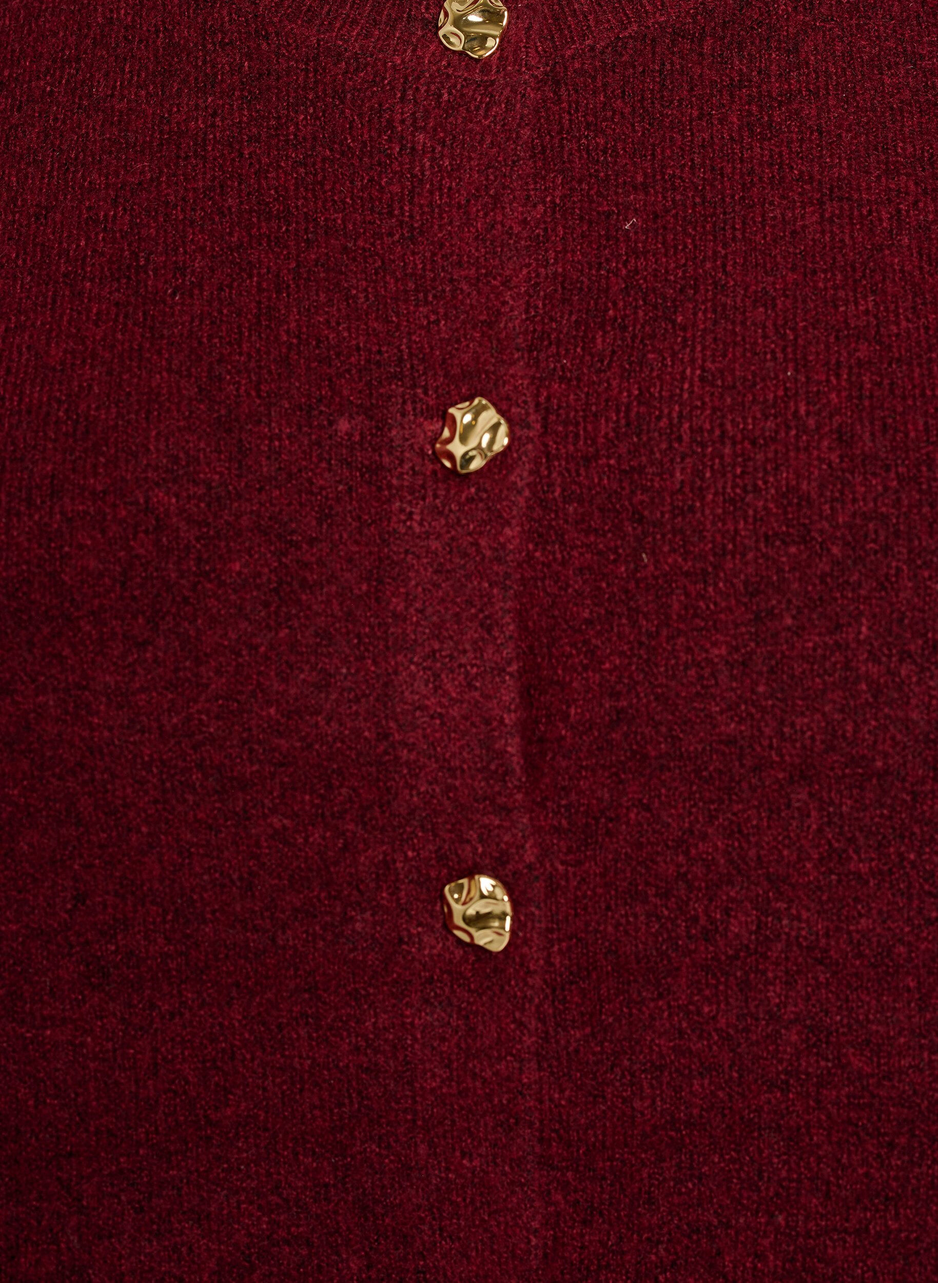 ZizziGebreide vest met decoratieve knopen, Donker Bordeaux, Packshot image number 2