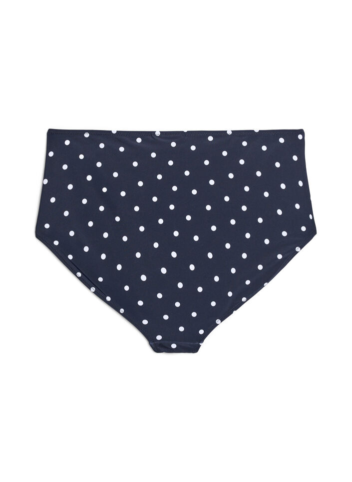 Hoge taille bikinibroekje met stippen, Zwart, Packshot image number 1