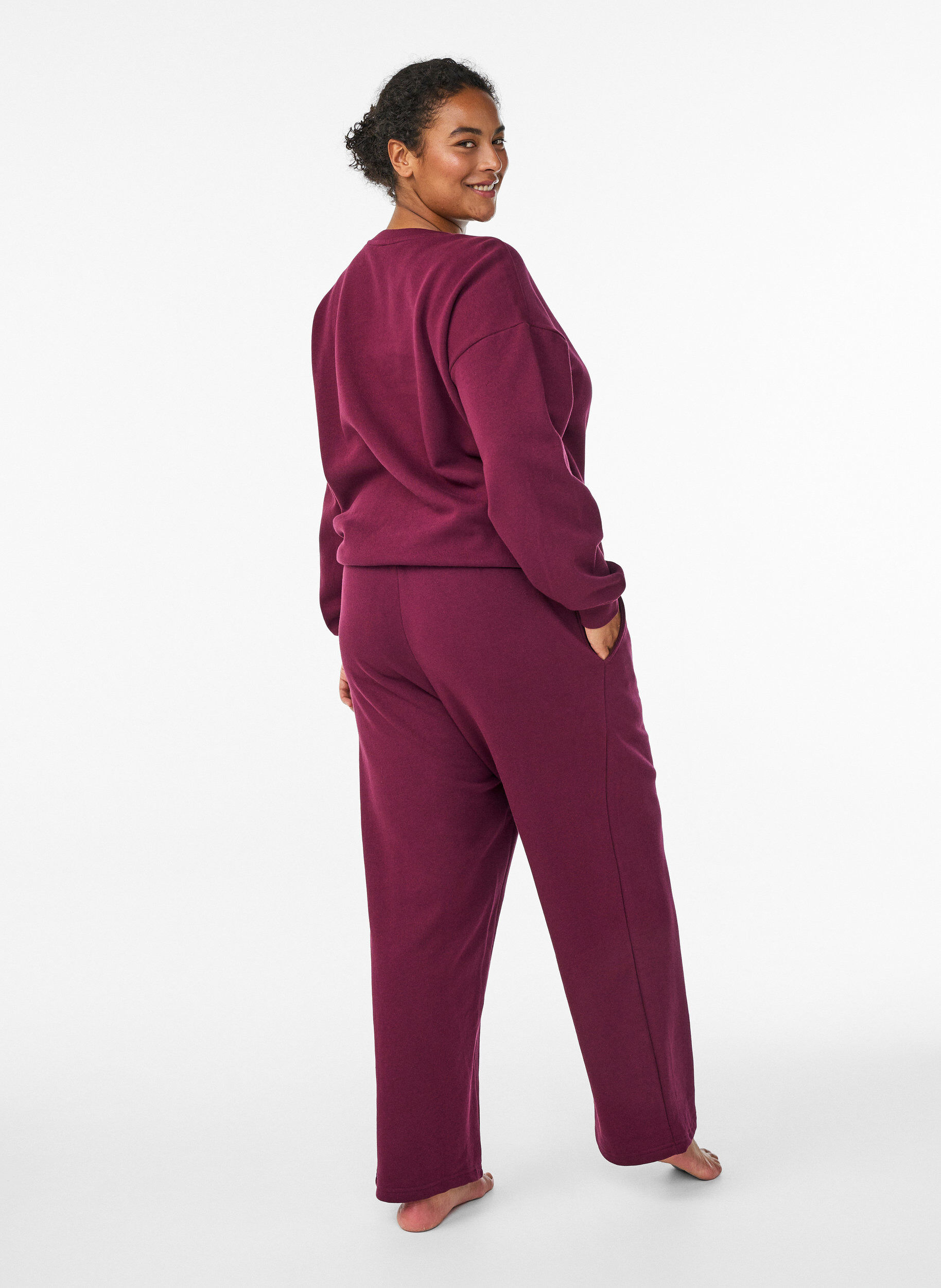 ZizziJoggingbroek met zakken, Donker Bordeaux, Model image number 1