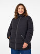 Korte puffer jas met zakken, Zwart, Model image number 0