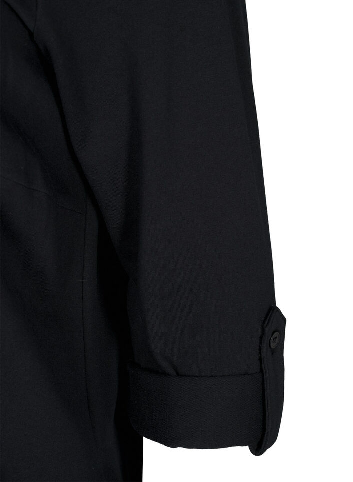 Katoenen jurk met ballon pasvorm, Zwart, Packshot image number 3