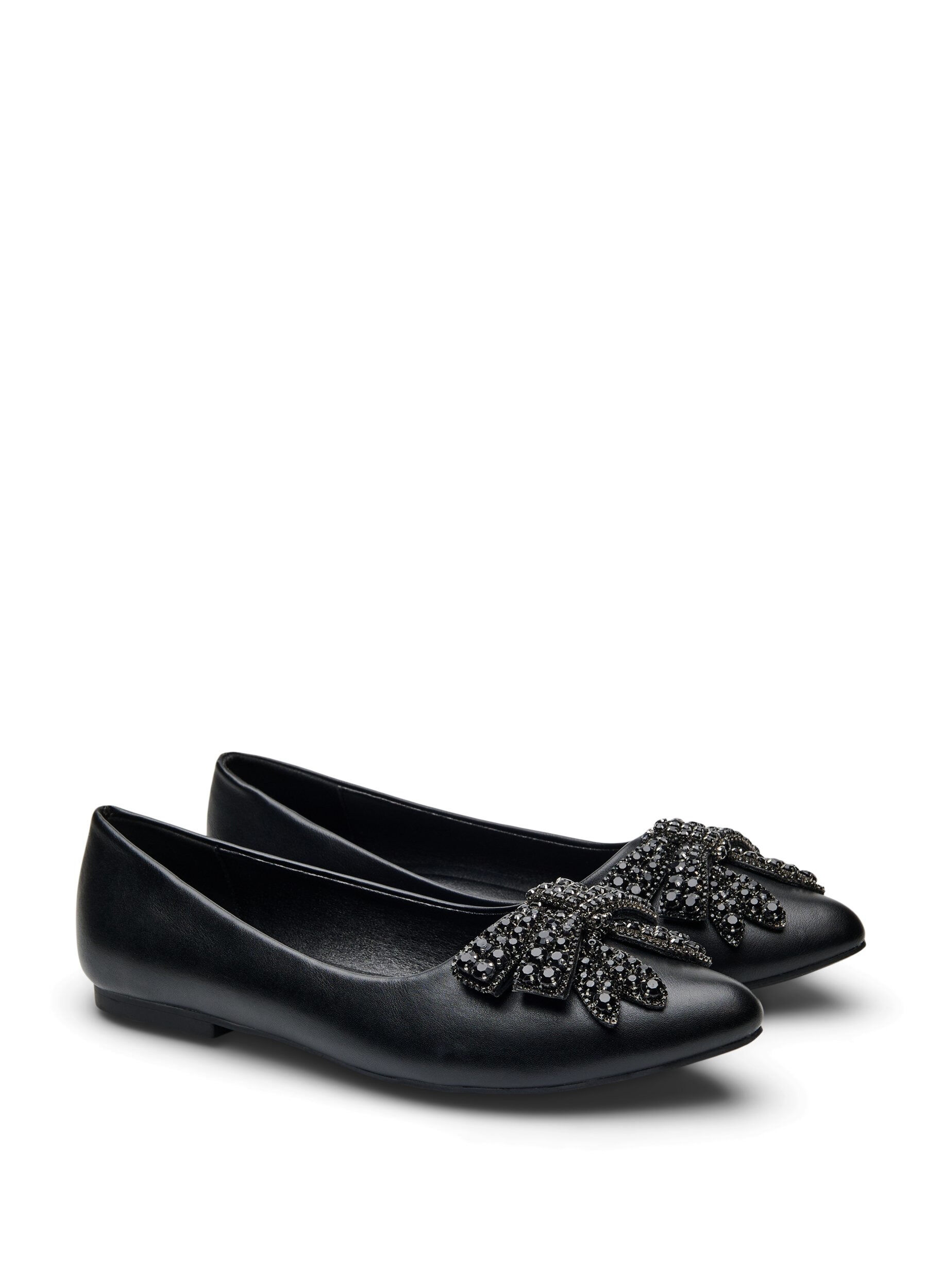 ZizziLarge - Ballerine avec n&oelig;ud et strass, Noir, Packshot image number 1