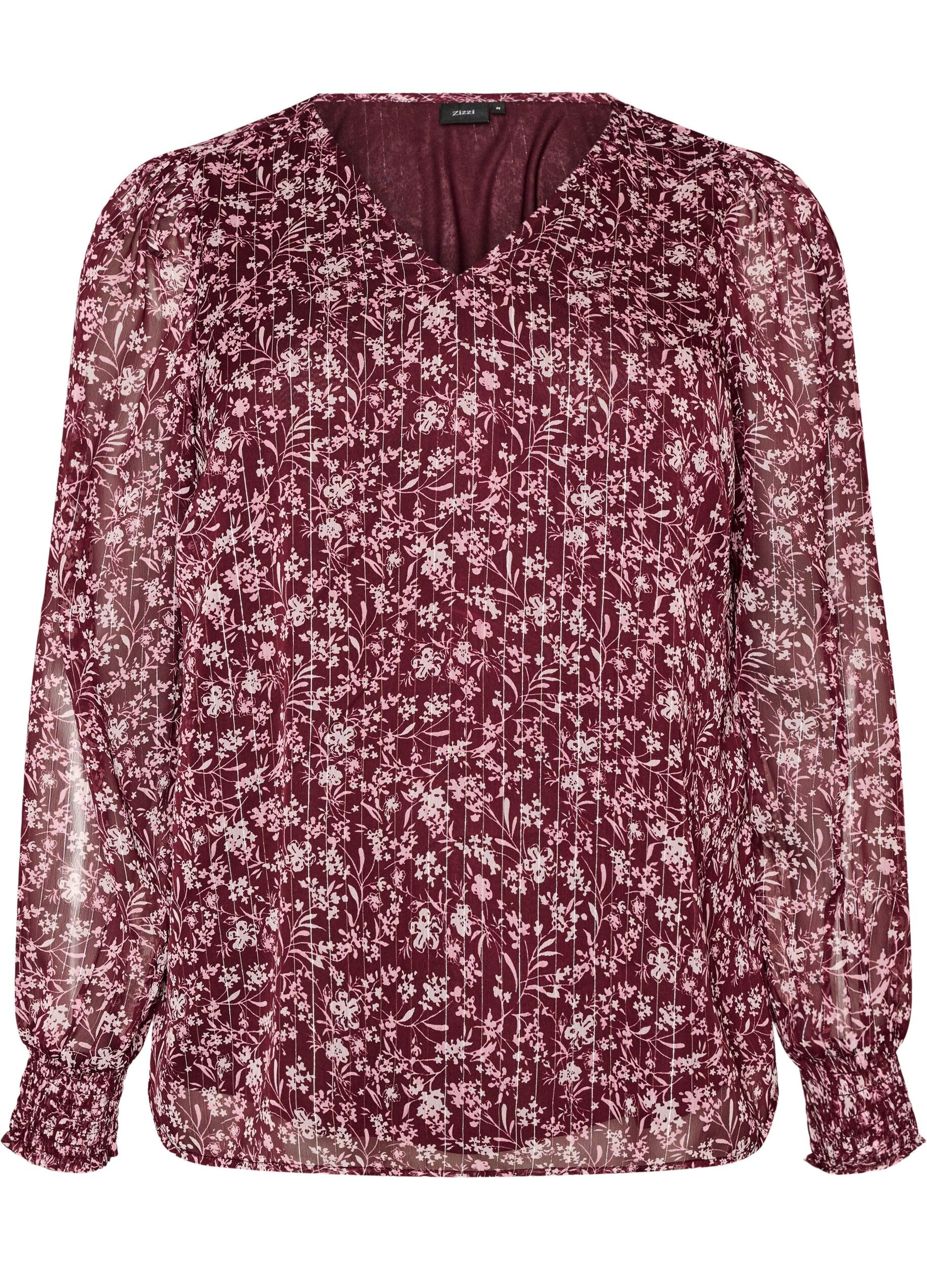 Blouse met bloemenprint en glitterdraad