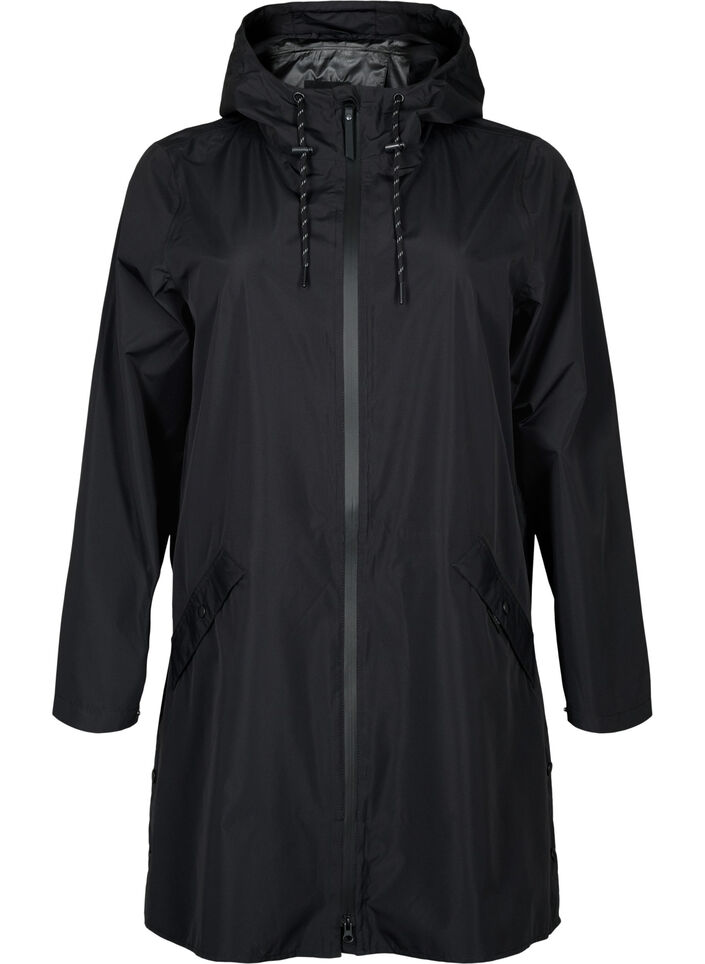 Imperm&eacute;able avec poches et capuche, Noir, Packshot image number 0