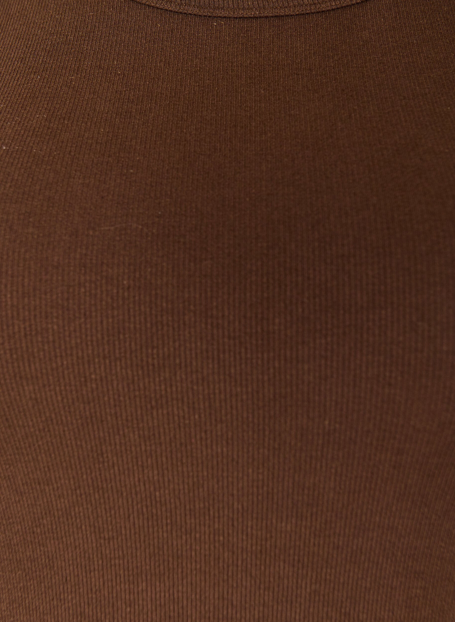 ZizziKatoenen ribtop met hoge hals, Bruin, Packshot image number 2