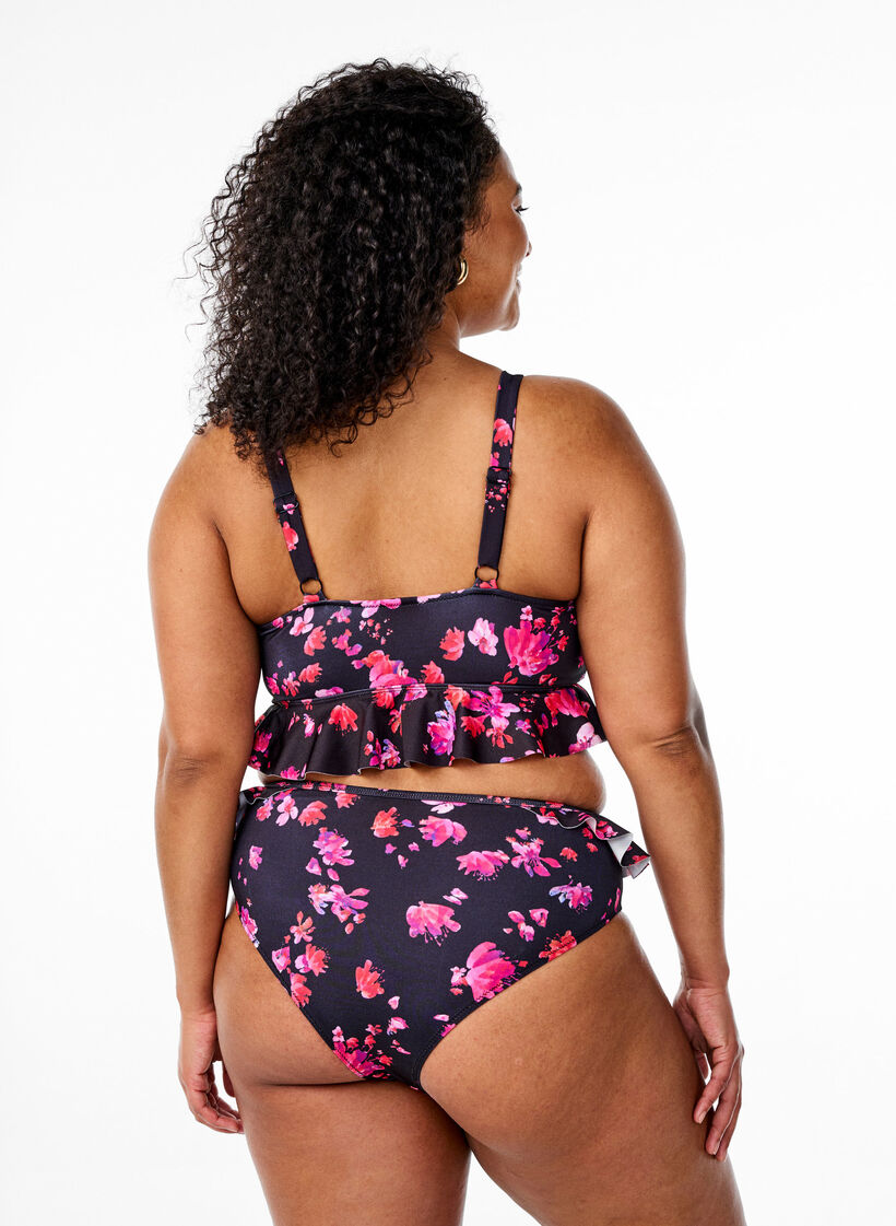 Bloemenprint Braziliaanse bikinibroekjes, Roze, Model image number 1