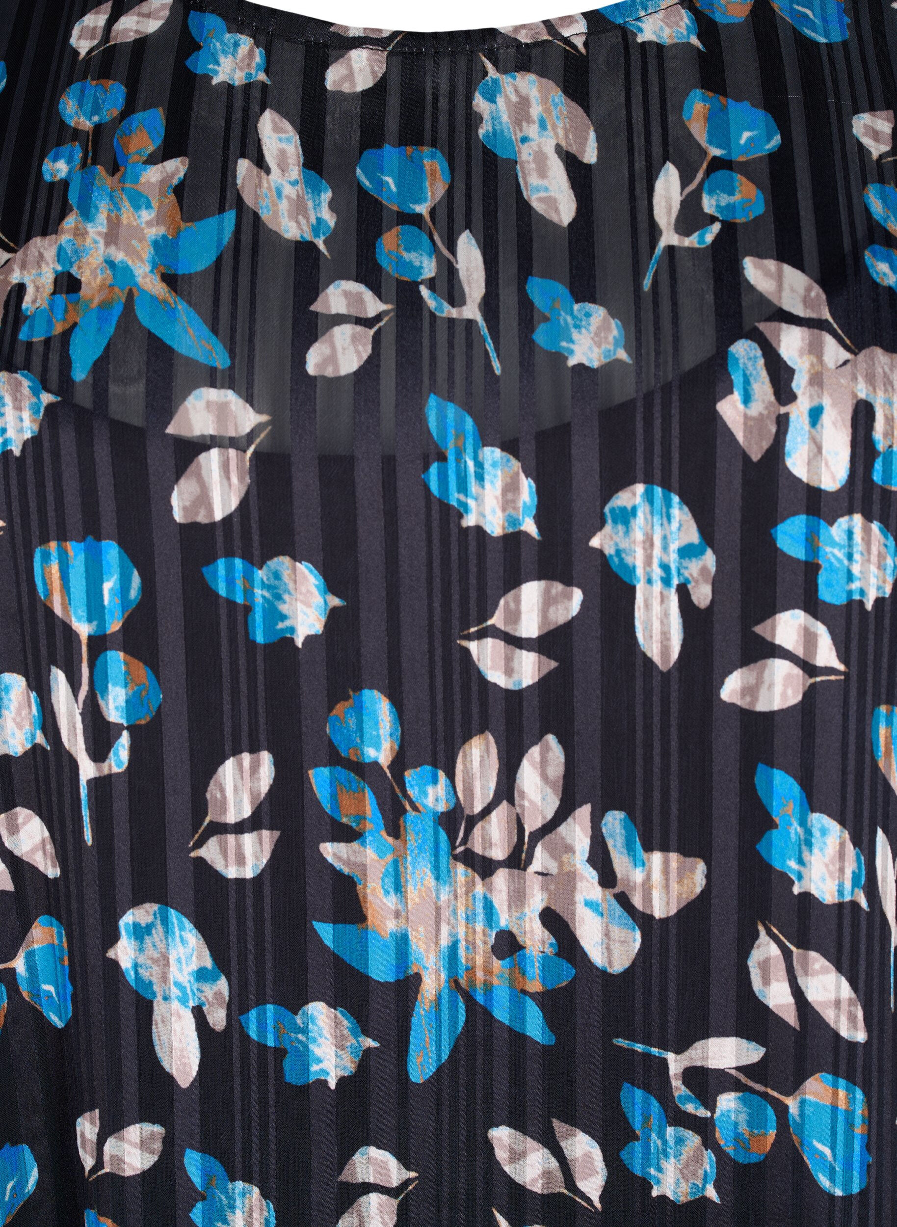 ZizziKorte jurk met print en een ronde hals, Zwart, Packshot image number 2