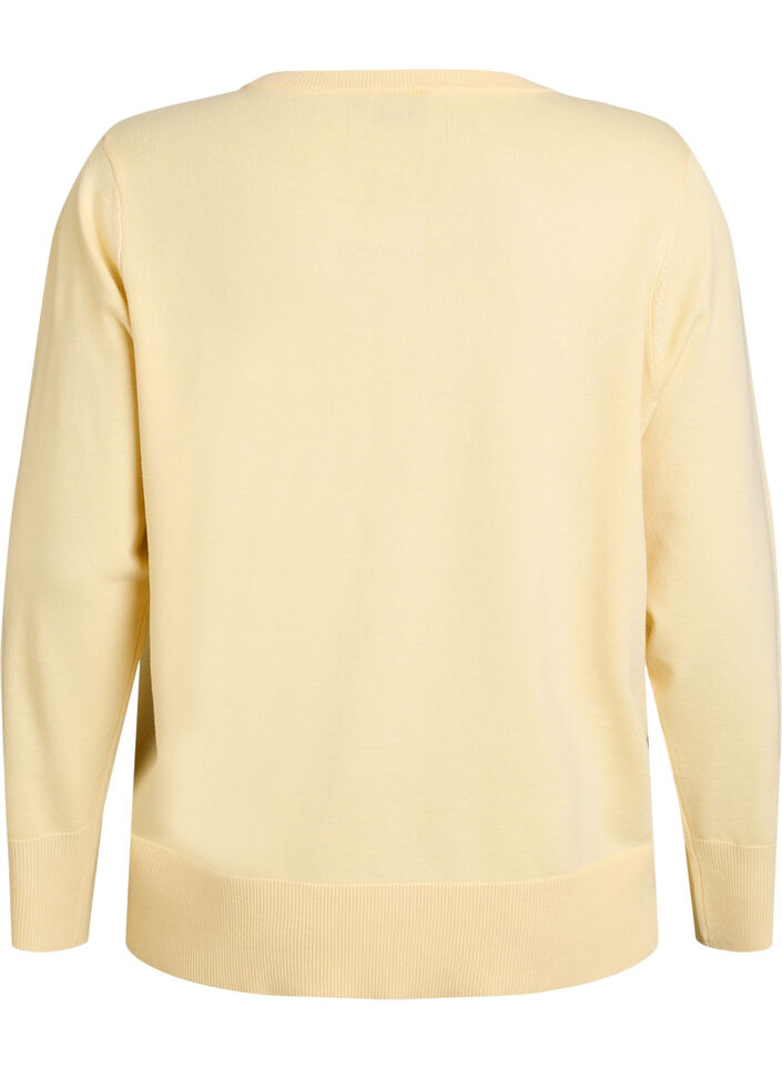 Cardigan en maille fine avec col rond, Jaune clair, Packshot image number 1