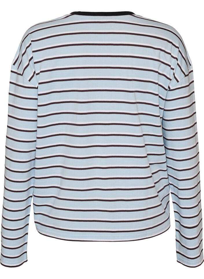 Basic T-shirt met lange mouwen, Blauw, Packshot