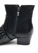 Wide fit - Leren enkellaars met riem en studs, Zwart, Packshot image number 4