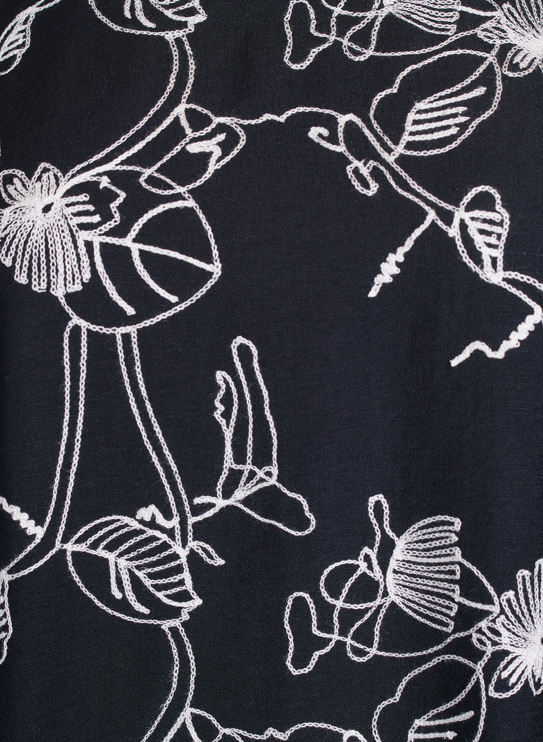 ZizziKorte A-lijn jurk met geborduurd patroon, Zwart, Packshot image number 2