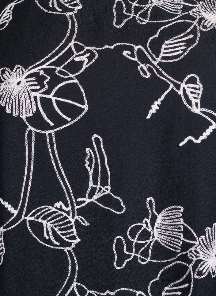 Korte A-lijn jurk met geborduurd patroon, Zwart, Packshot image number 2