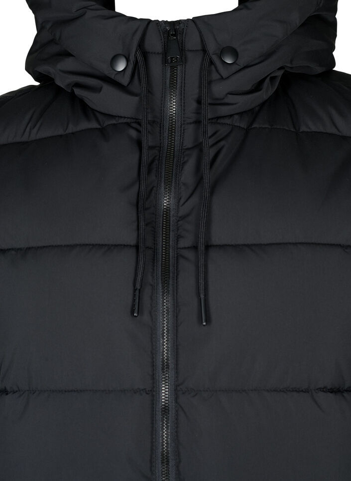 Lange vest met capuchon en zakken, Zwart, Packshot image number 2