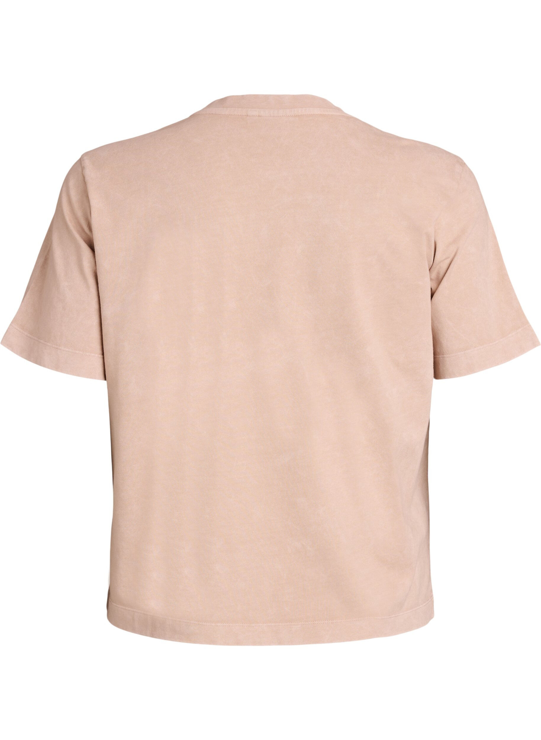 ZizziKatoenen T-shirt met print aan de voorkant, Beige, Packshot image number 1