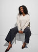 Viscose blouse met V-hals en afgeronde zoom, Beige, Model image number 0