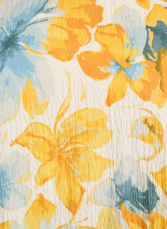 Korte jurk met een gekreukte textuur en korte mouwen, Geel, Packshot image number 2