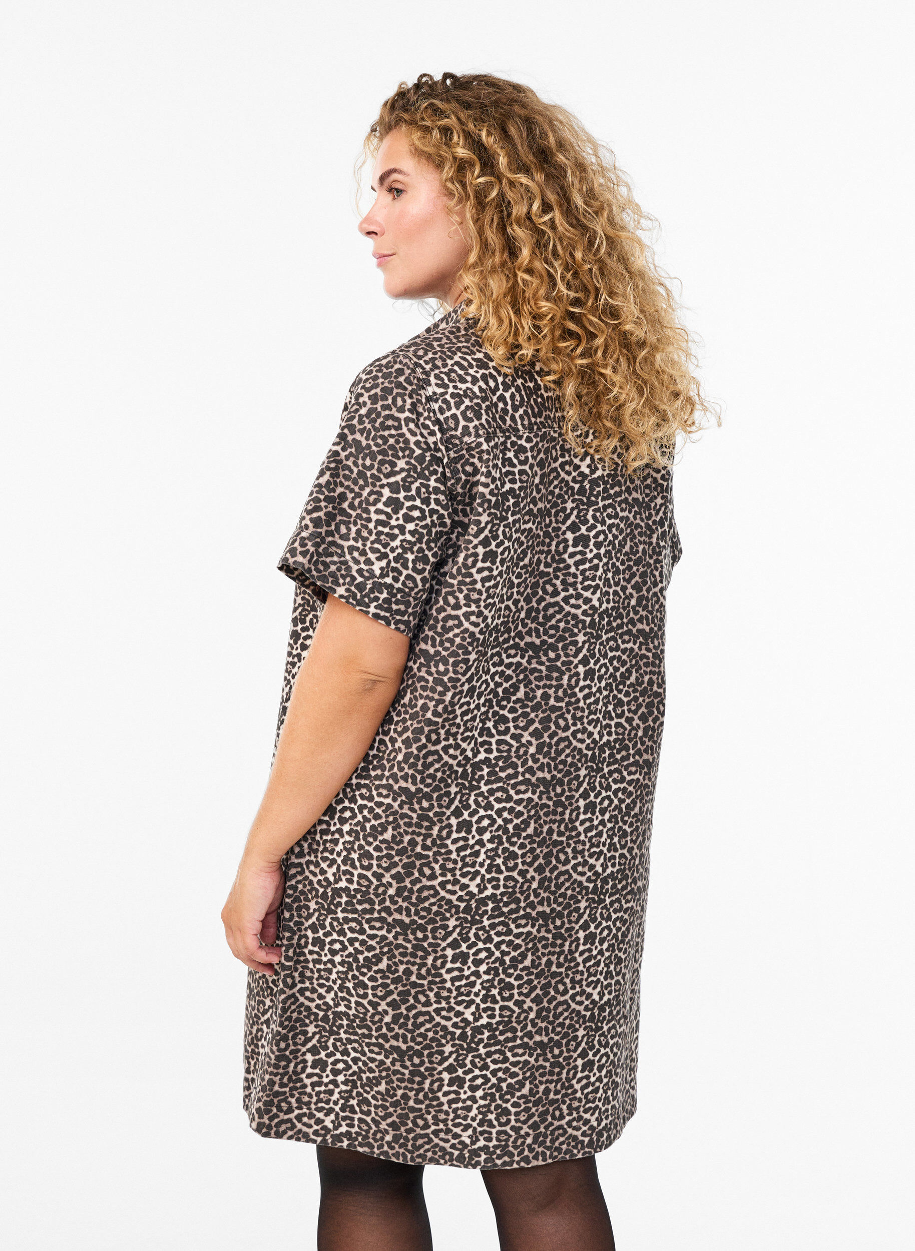 ZizziDenim overhemdjurk met luipaardprint, Bruin, Model image number 2