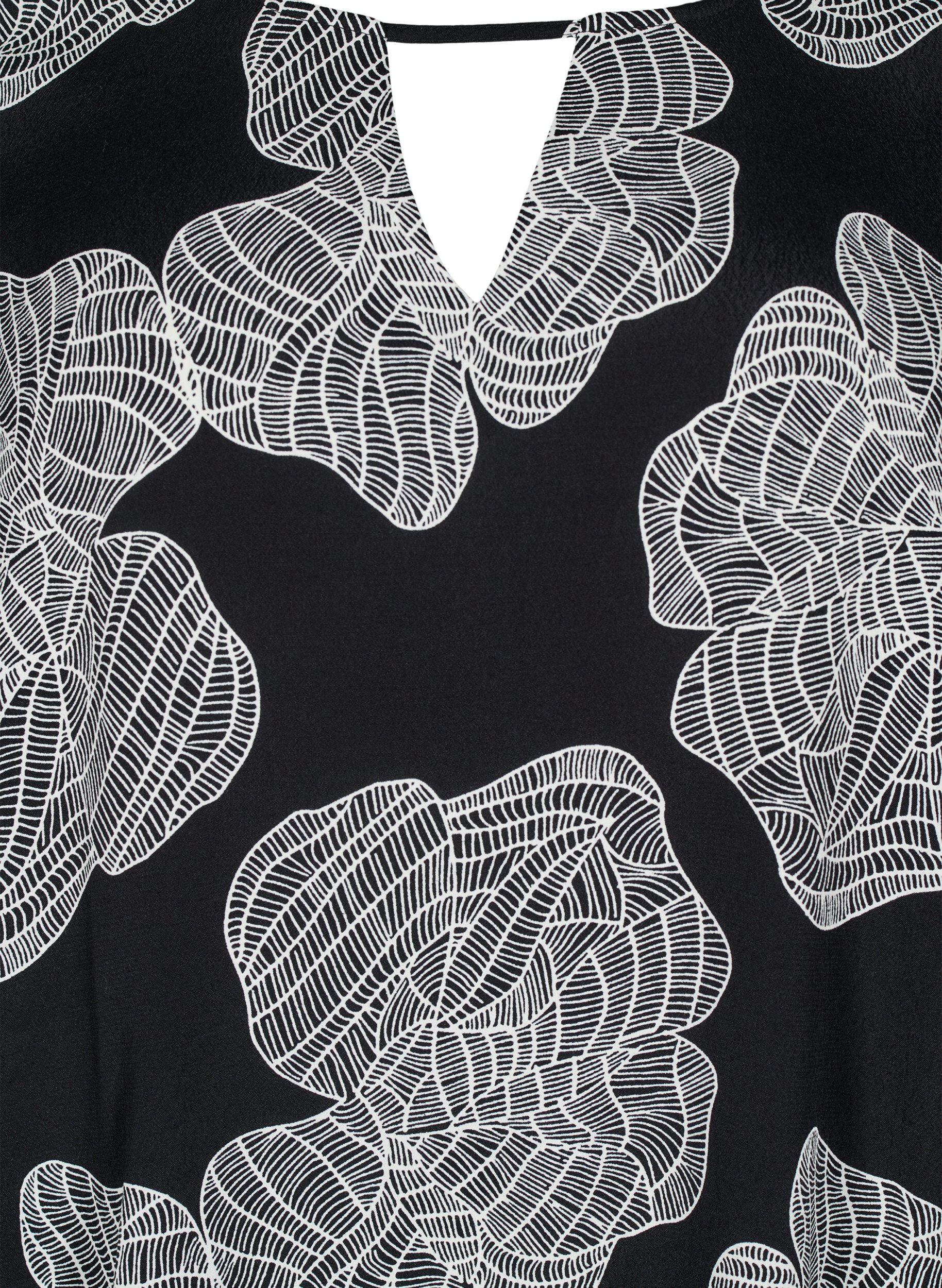 ZizziKorte mouw visrose Blouse met print, Zwart, Packshot image number 2