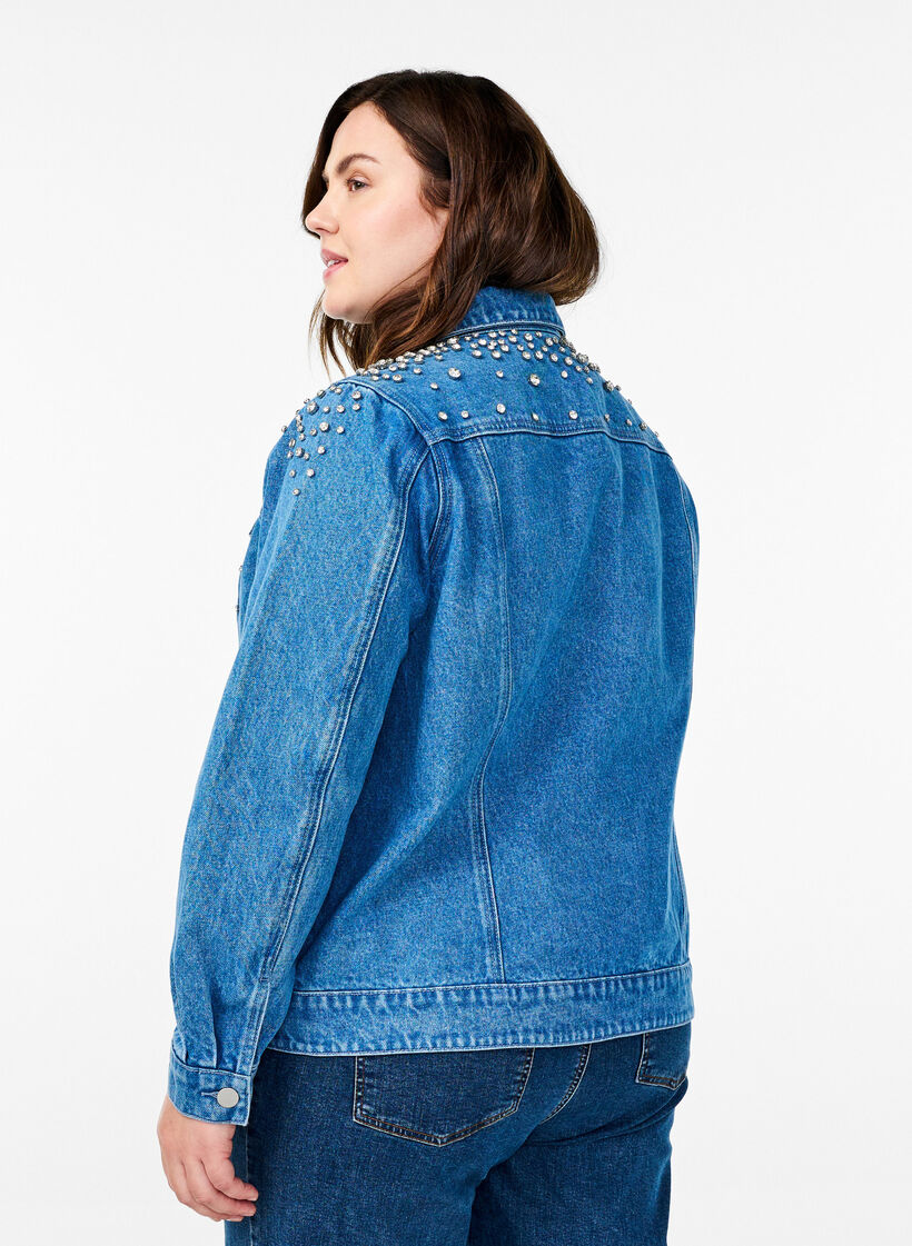 Denim jack met strass-steentjes, Blue Denim, Model