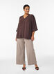 Shirtblouse met V-hals en 3/4 mouwen, Bruin, Model image number 1