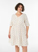 Gebloemde katoenen jurk met een elastische taille, Beige, Model image number 0