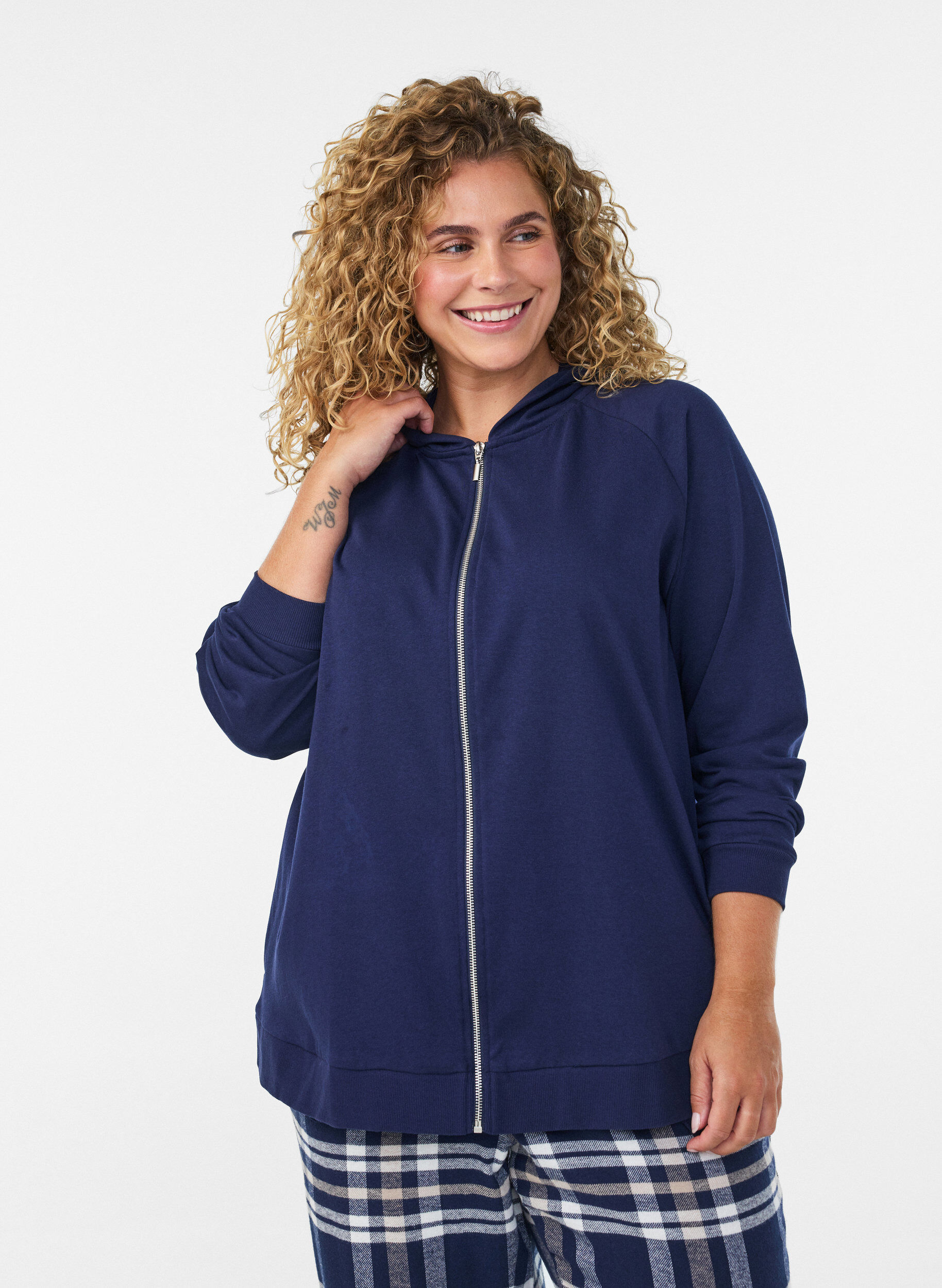 Sweatvest met capuchon en zakken, Blauw, Model