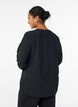 Blouse met smockmanchetten en V-hals, Zwart, Model image number 2