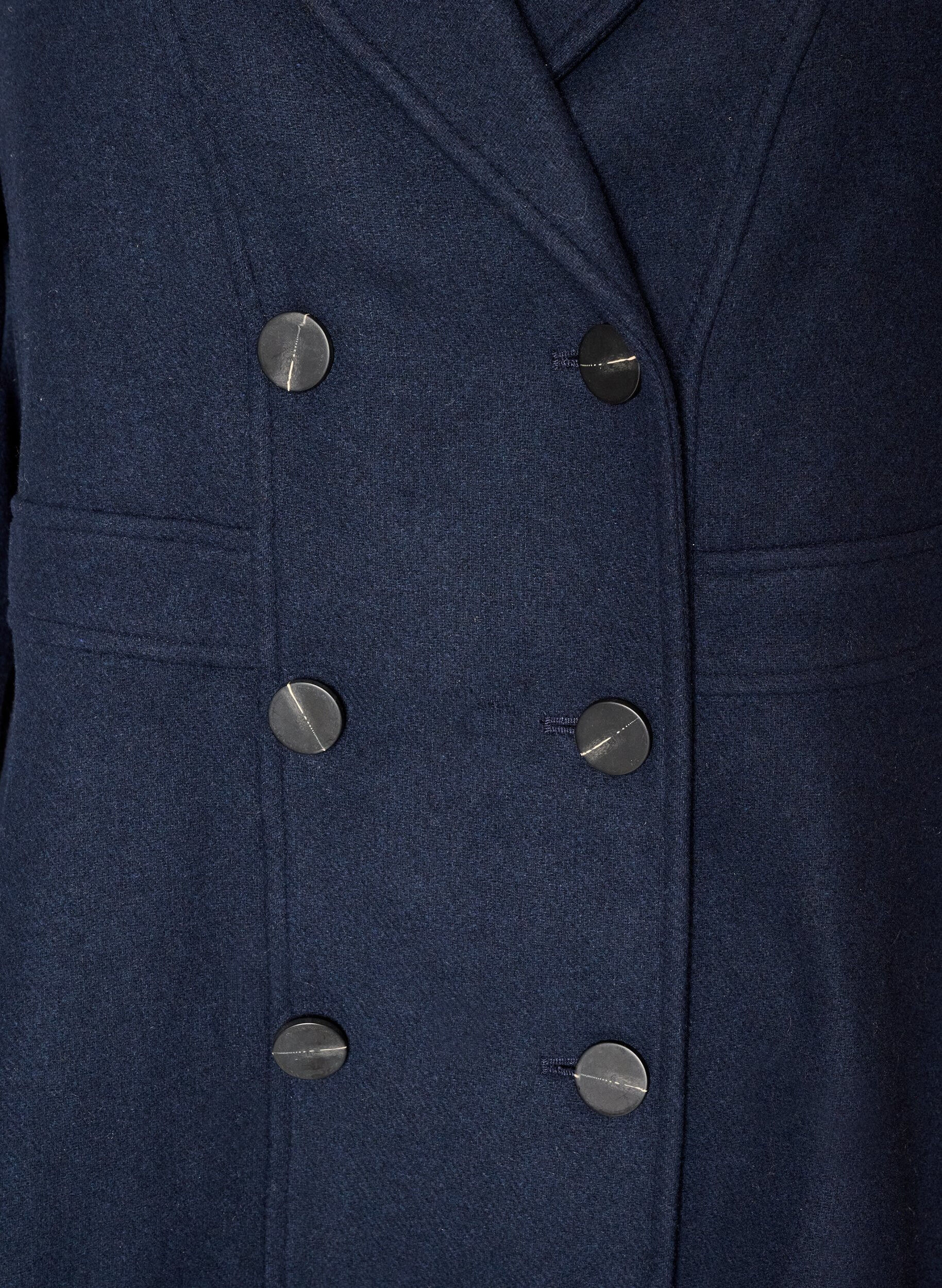 ZizziEen wollen jas in A-lijn met zakken, Blauw, Packshot image number 2