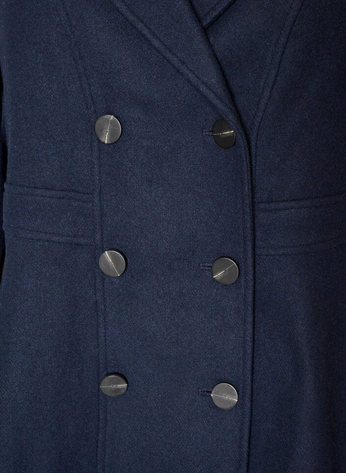 Een wollen jas in A-lijn met zakken, Blauw, Packshot image number 2