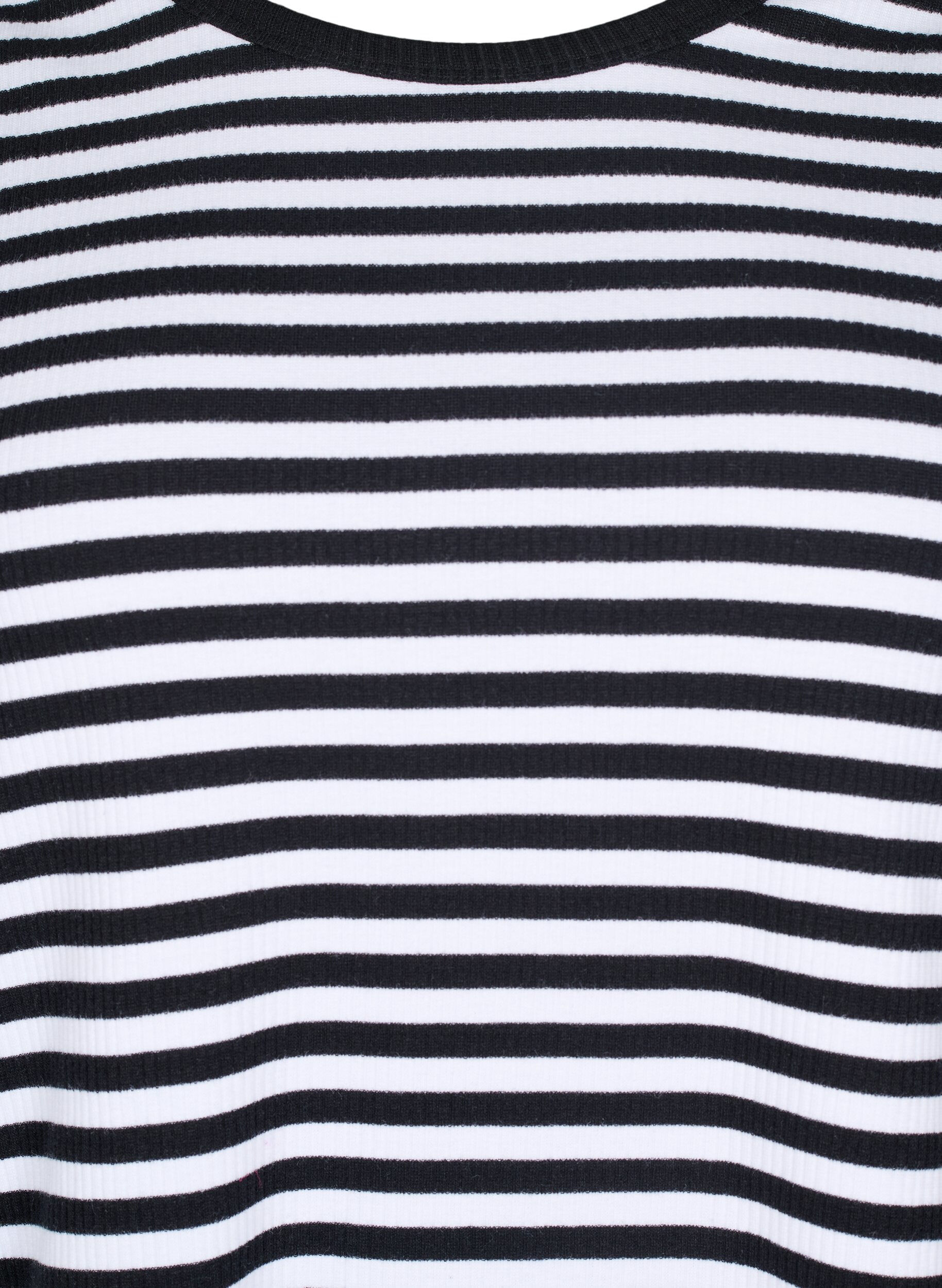 ZizziGestreepte blouse met lange mouwen, Zwart, Packshot image number 2