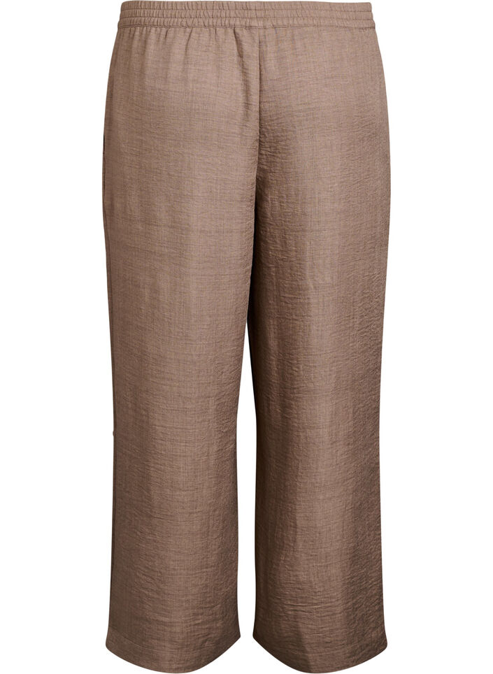 Losse broek met elastische tailleband en zakken, Bruin, Packshot image number 1