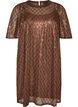 Korte jurk met pailletten en ruitpatroon, Bruin, Packshot image number 0