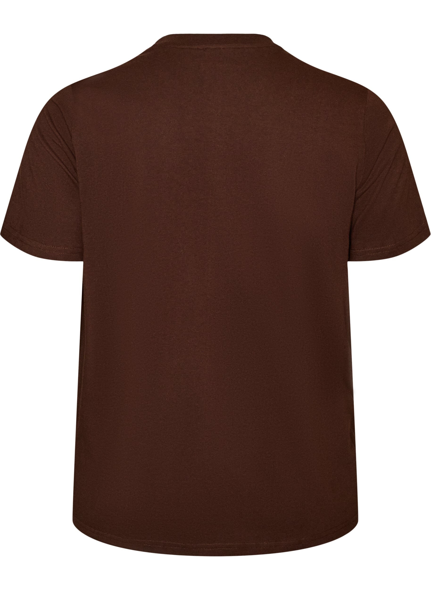 ZizziT-shirt van biologisch katoen met print, Bruin, Packshot image number 1