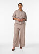 Wijde linnen en viscose broek, Bruin, Model image number 0