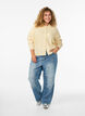 Gebreide cardigan met kraag en knopen, Geel, Model image number 1