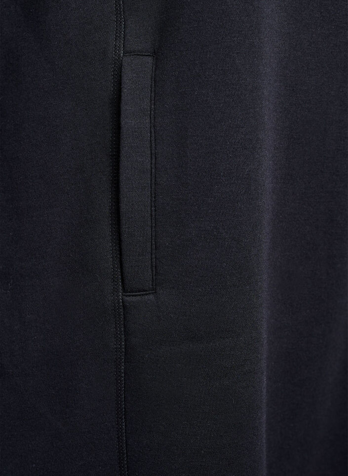 Kort sweatshirt jurk met hoge kraag en zakken, Zwart, Packshot image number 3