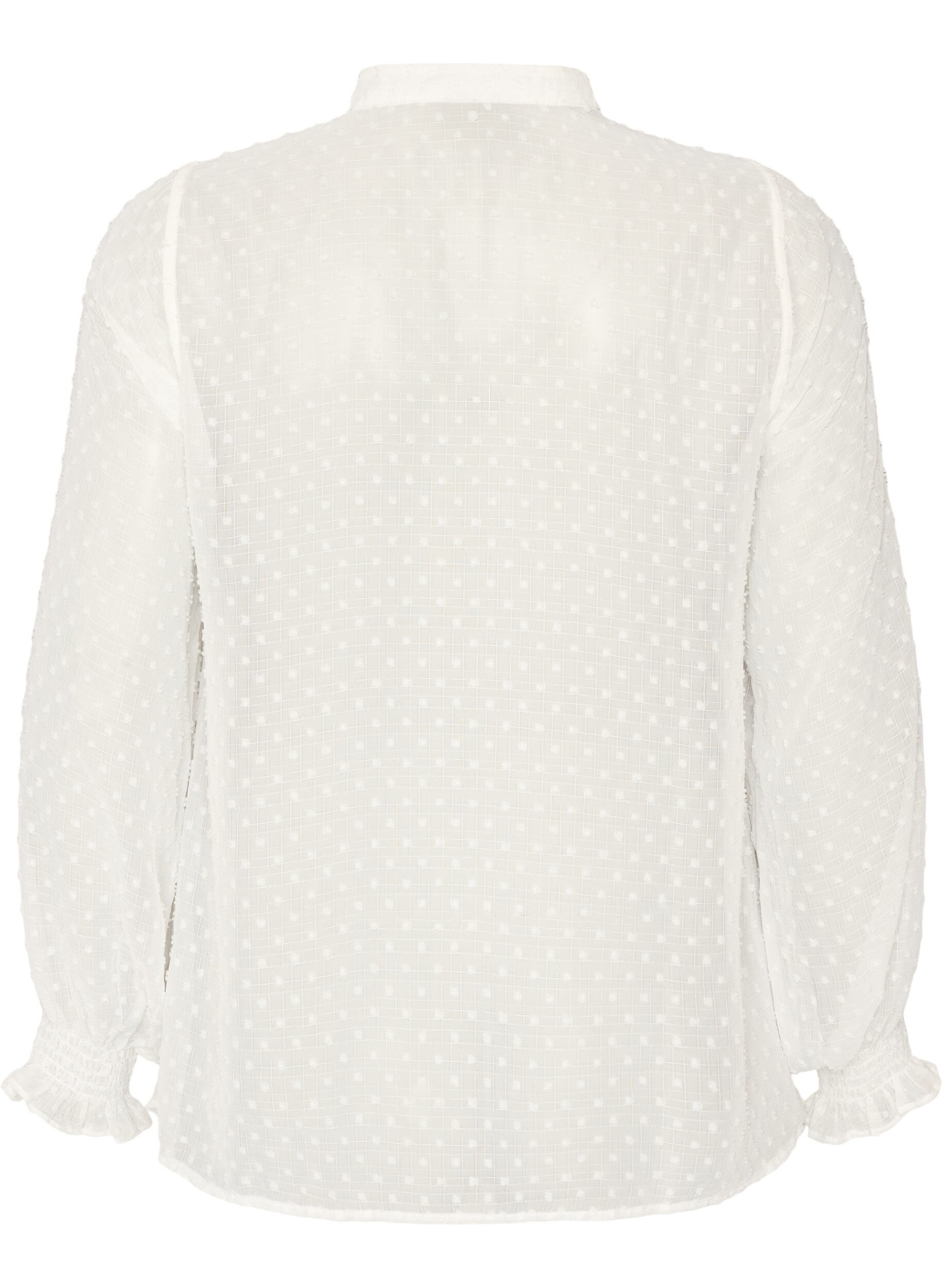 ZizziOverhemdblouse met kanten inzet en stippenpatroon, Vanille, Packshot image number 1