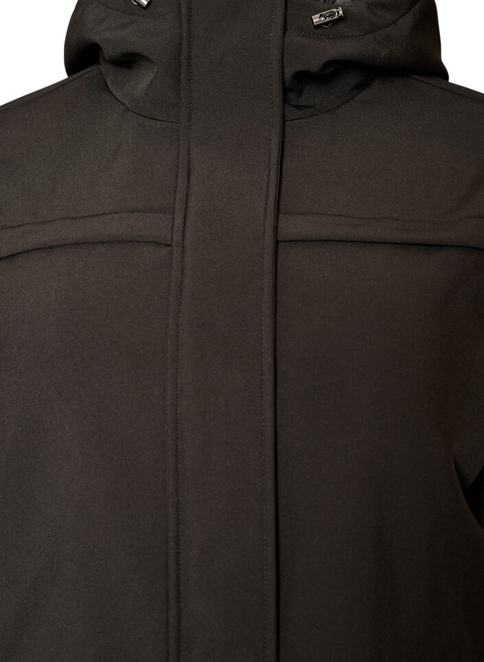 Waterafstotende softshell-jas met gewatteerde voering, Zwart, Packshot image number 2