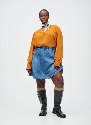 ZizziBlouse met doorschijnende mouwen en smockdetails, Pumpkin Spice, Image image number 0