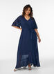 Chiffon maxi-jurk met een V-hals en ruches aan de zoom, Blauw, Model image number 0