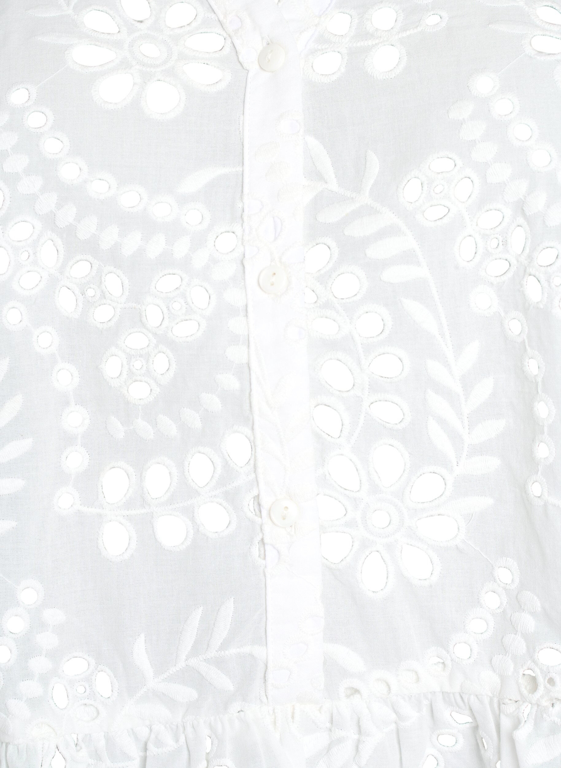 Zizzi Blouse sans manches en broderie anglaise avec volants, Blanc, Packshot image number 2