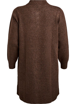 ZizziGebreide jurk met een polokraag en glanzende knopen, Rain Drum Mel., Packshot image number 1