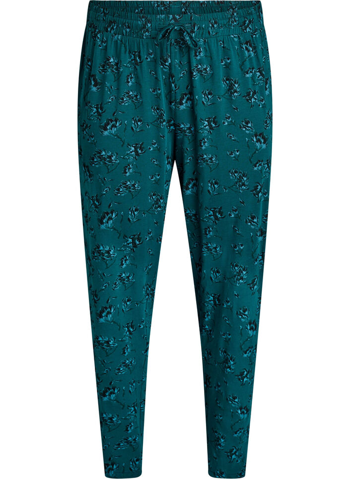 Kleren pyjama broek met print, Turquoise, Packshot image number 0