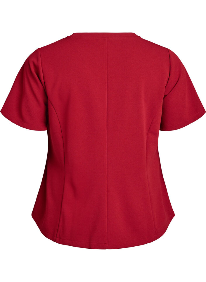 Korte mouwen blouse met figuurnaden, Rood, Packshot image number 1