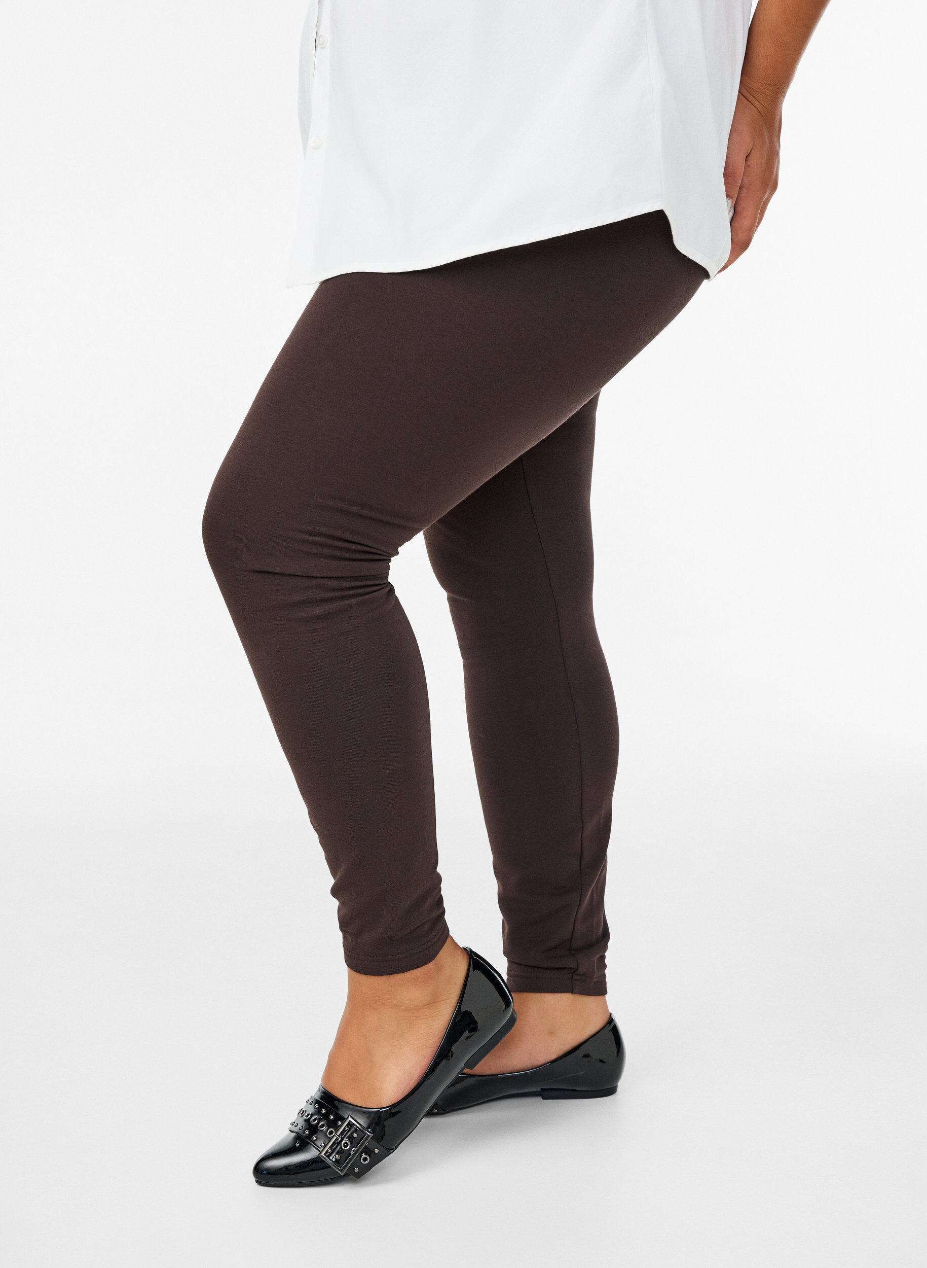ZizziKatoenen legging met voering, Bruin, Model image number 0