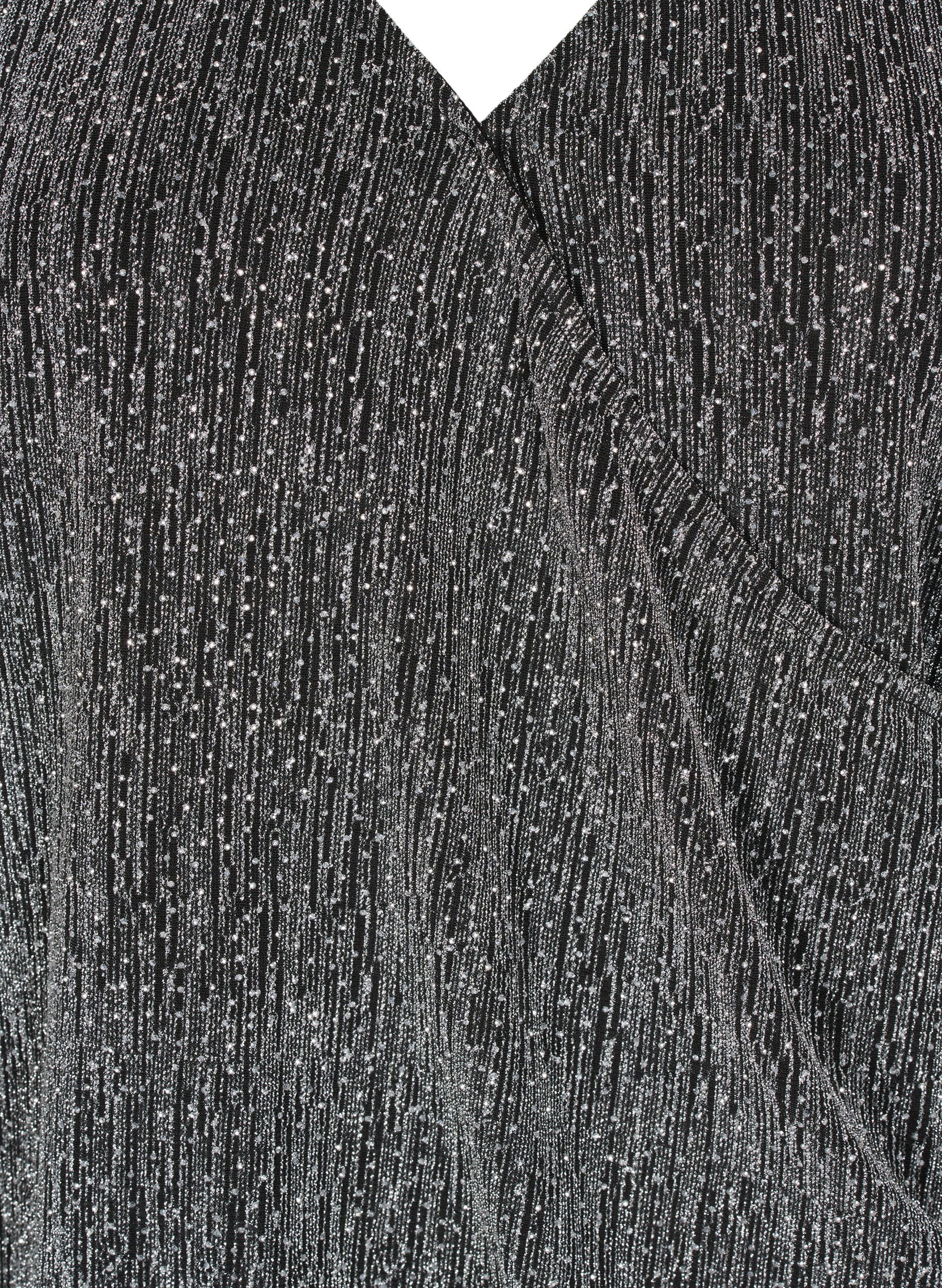 ZizziWikkel-look glitter partytop, Zwart, Packshot image number 2